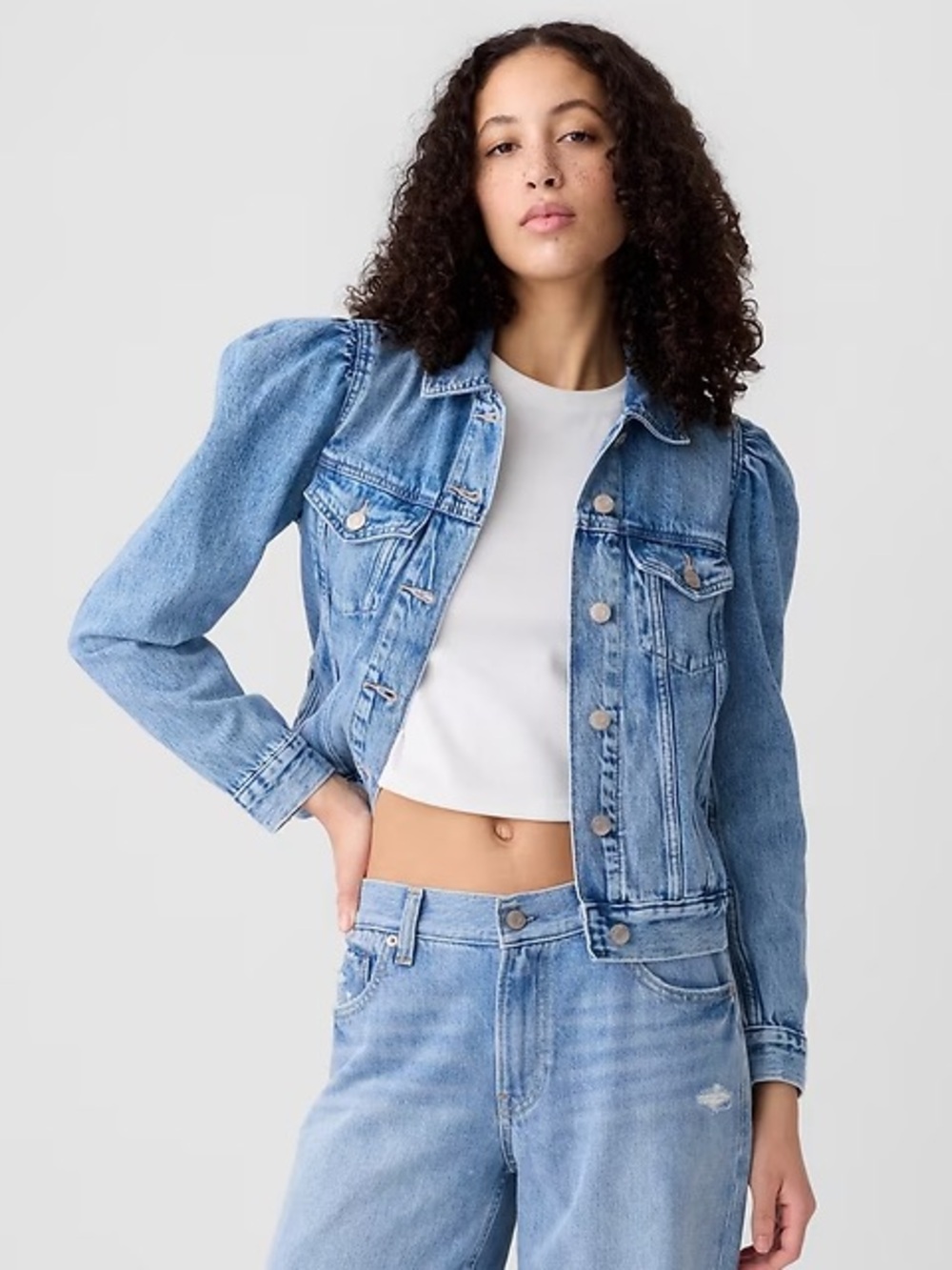 Gap Puff Sleeve  Denim Jacket